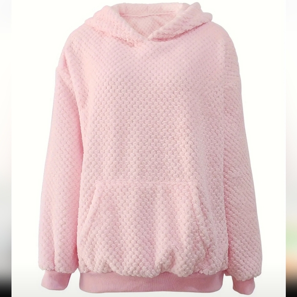 Cozy Pink Fuzzy Pull Over Hoodie - Picture 2 of 5